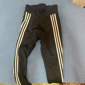 Adidas Black Leggings with White Stripes